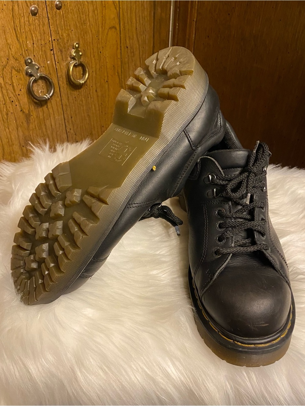 Dr. Martens Black Leather Lace-Up Shoes with Amber Sole